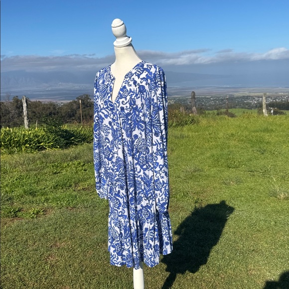 Lilly Pulitzer Alyssa A Line Cotton Dress Deeper Coconut Ride With Me Ruffle L - Picture 5 of 11